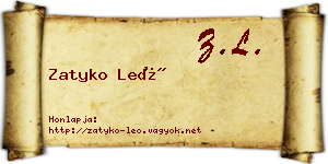 Zatyko Leó névjegykártya